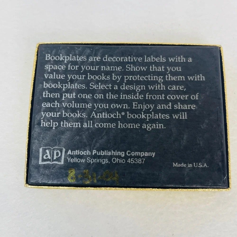 Vintage Antioch Bookplates Child Reading Black White Self Adhesive Labels 1987